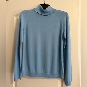 NWT Lafayette 148 Long Sleeve Light Blue Turtleneck Sweater size S